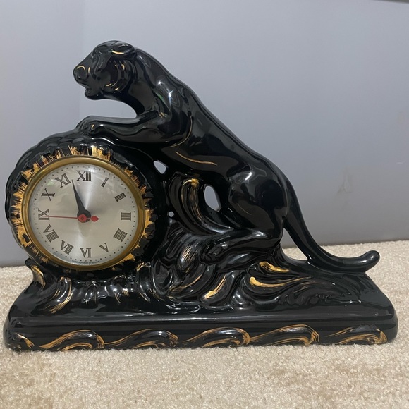 SESSIONS Wall Decor Vintage Black Panther Clock Mid Century 95s